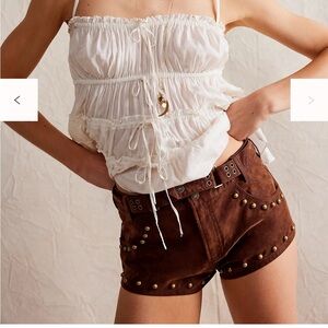 Free People We The Free The Cool Kid Suede Micro Shorts 0 Shaved Chocolate NWT